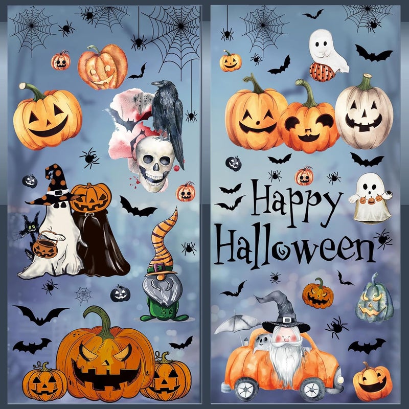BV 102 Pcs Halloween Window Clings,8 Sheets Halloween Window Decorative Stickers for Decorations Holiday Outside Decorations(8x12inch) - Image 1